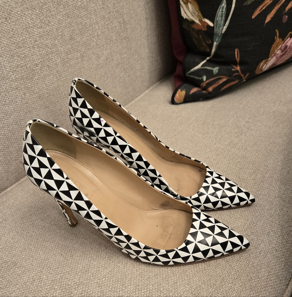 J. Crew Black and White Geometric Heels - Picture 2 of 3